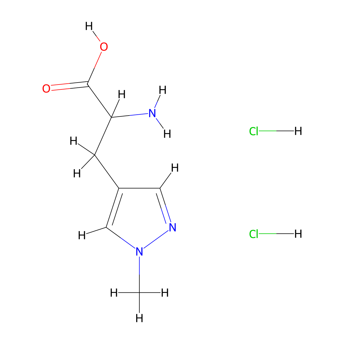 2-amino-3-(1-methyl-1H-pyrazol-4-yl)propanoic acid dihydrochloride molecular structure, CAS 1311313-54-8
