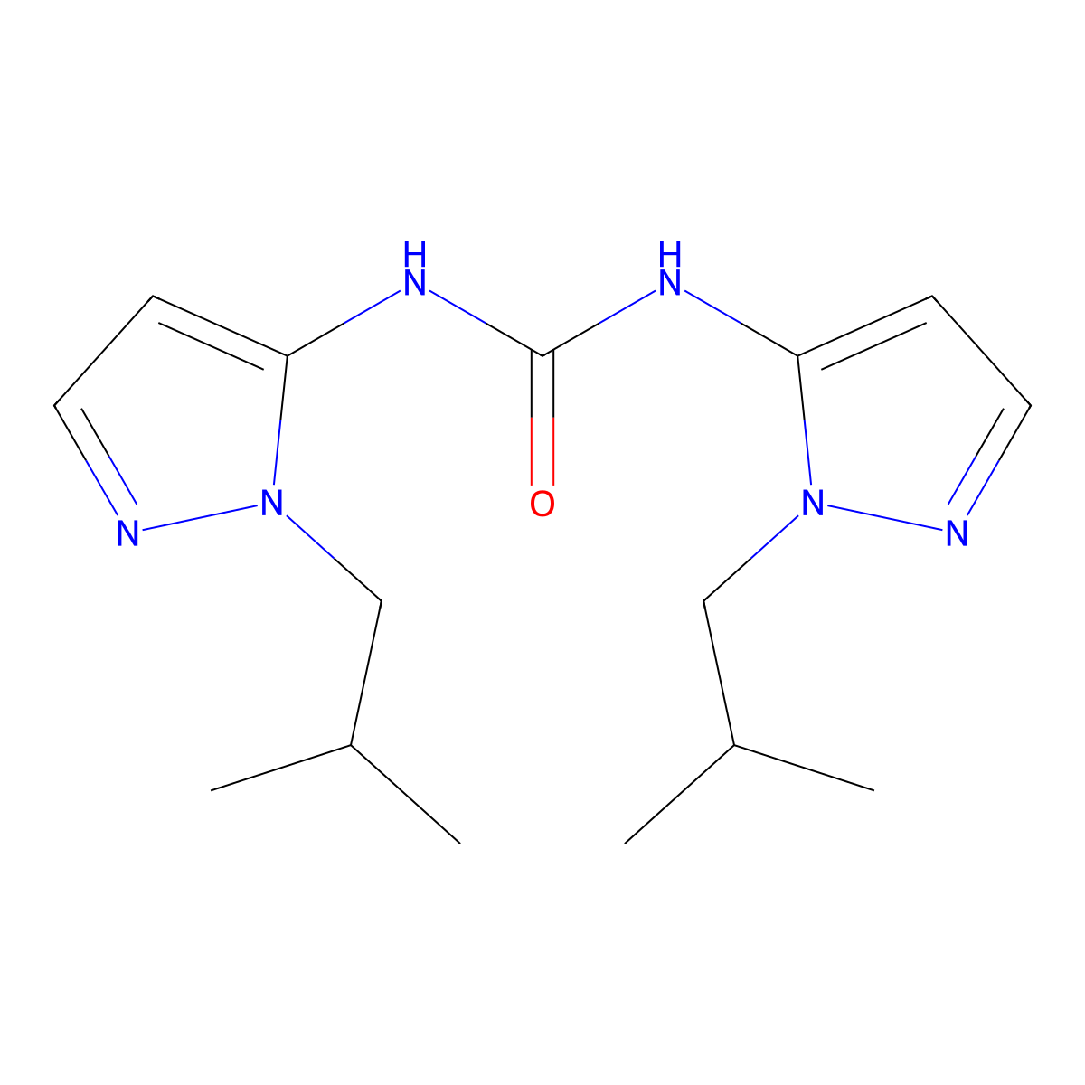 1,3-bis[1-(2-methylpropyl)-1H-pyrazol-5-yl]urea molecular structure, CAS 1311313-58-2