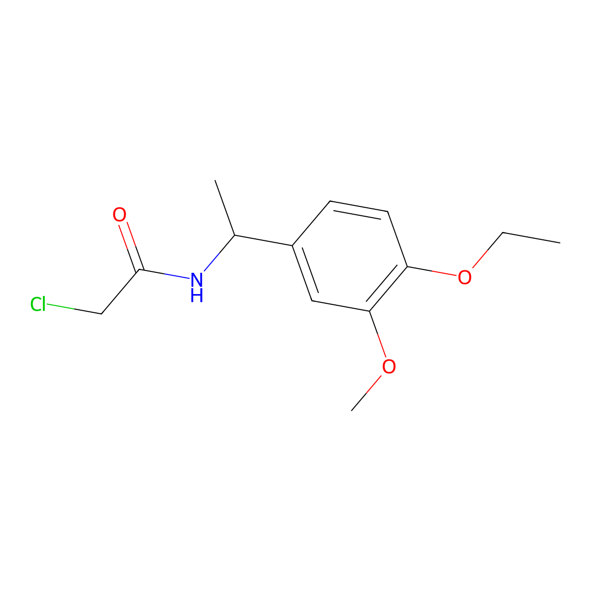 2-chloro-N-[1-(4-ethoxy-3-methoxyphenyl)ethyl]acetamide molecular structure, CAS 1311313-59-3