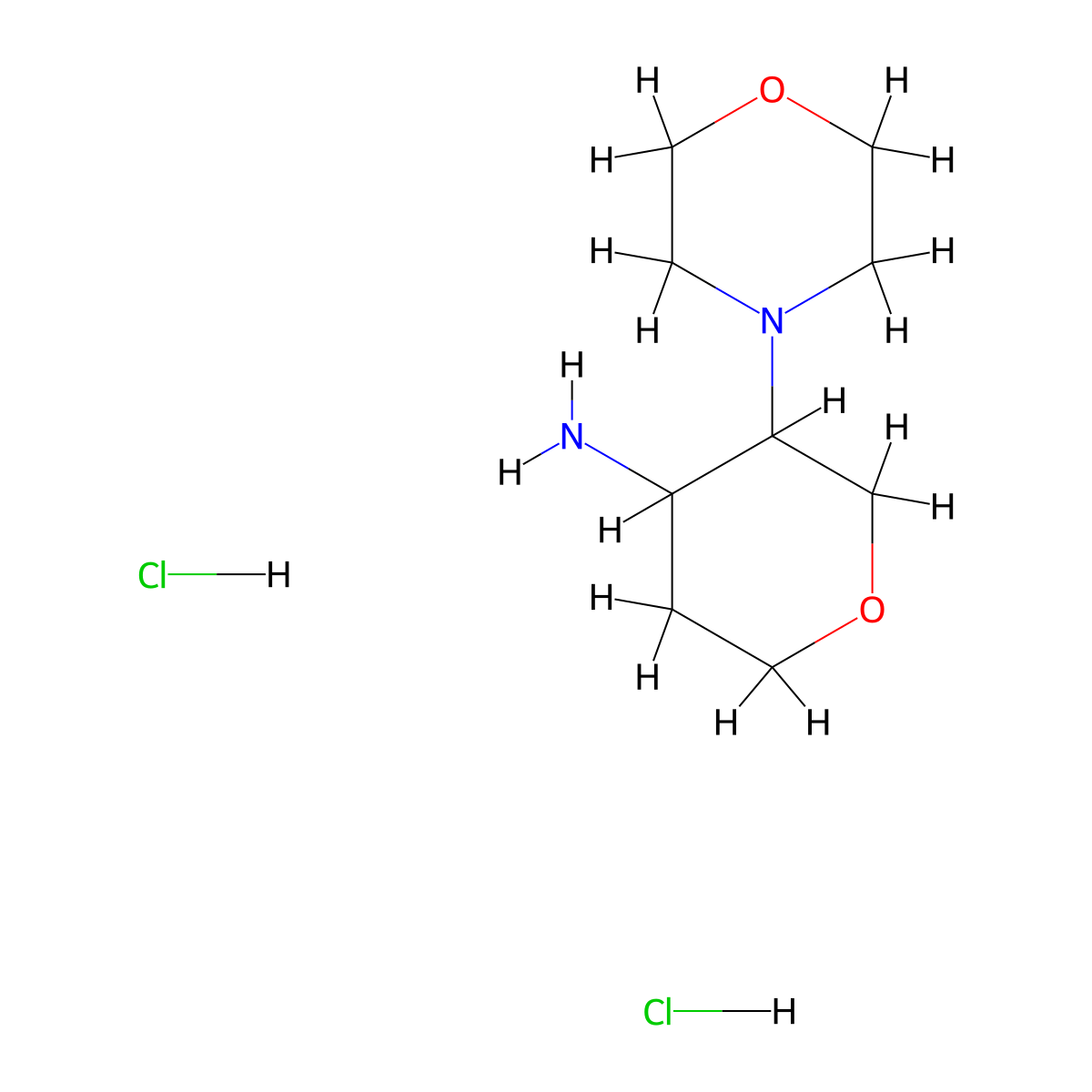 3-(Morpholin-4-yl)oxan-4-amine dihydrochloride molecular structure, CAS 1311313-60-6