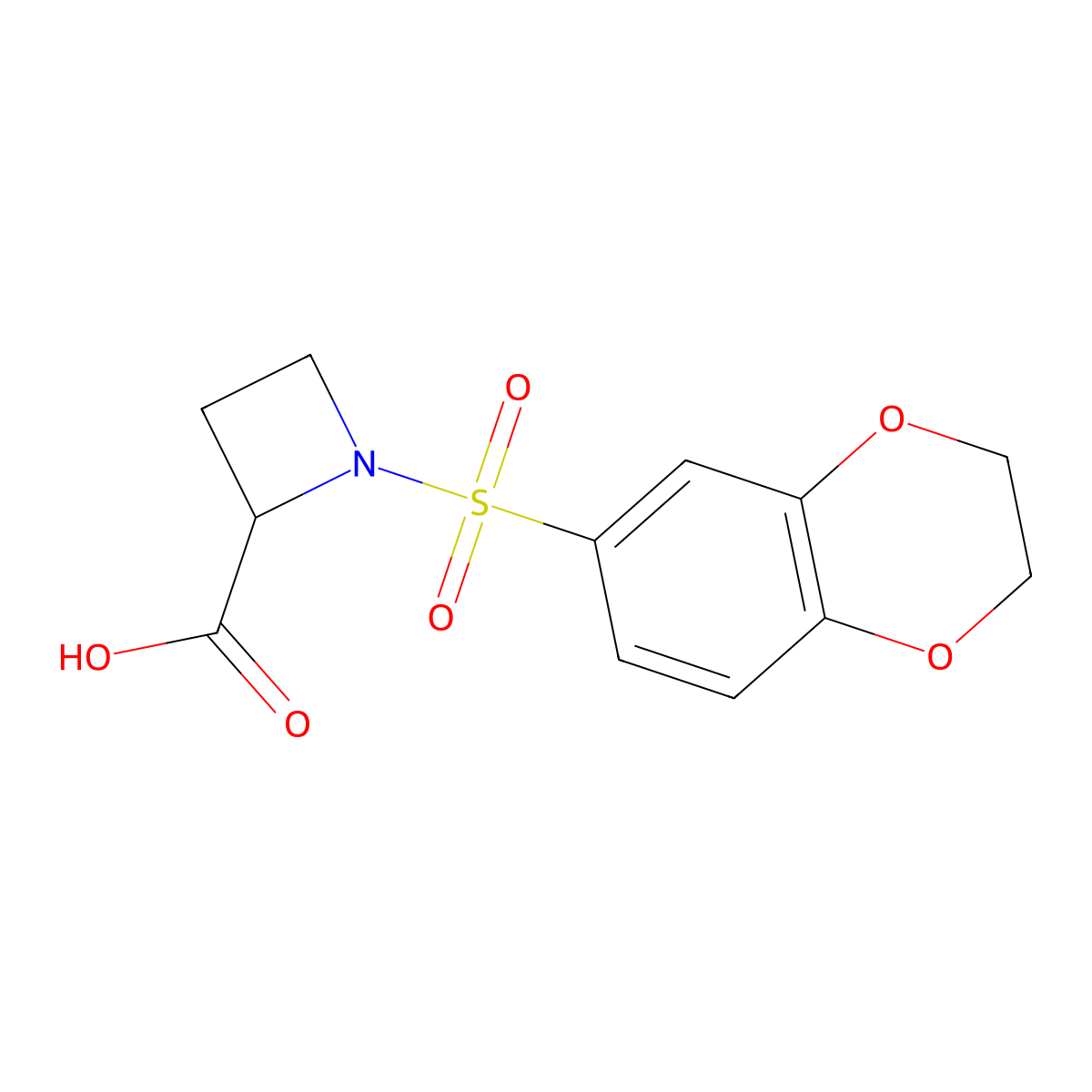 1-(2,3-Dihydro-1,4-benzodioxine-6-sulfonyl)azetidine-2-carboxylic acid molecular structure, CAS 1311313-61-7