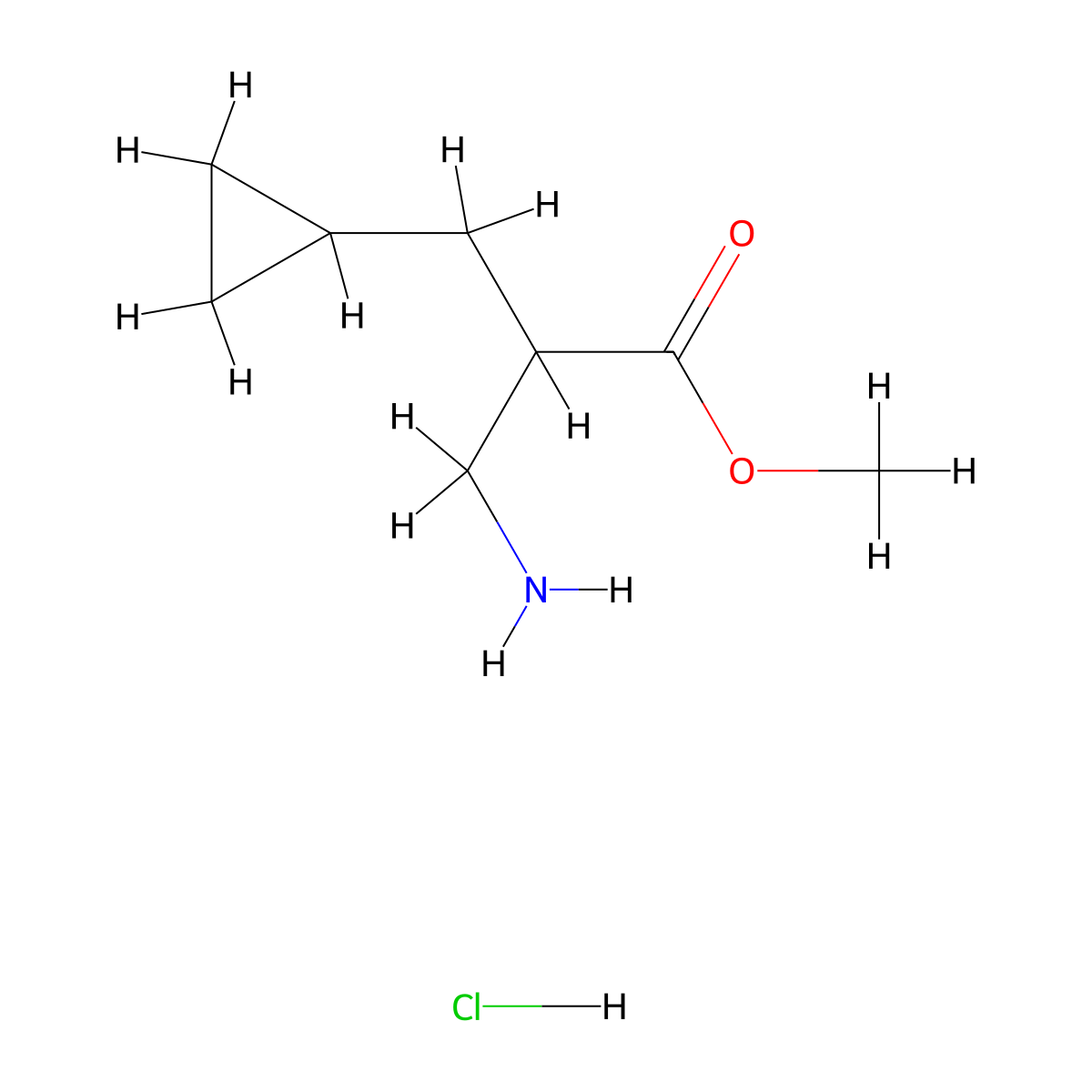 Methyl 3-amino-2-(cyclopropylmethyl)propanoate hydrochloride molecular structure, CAS 1311313-63-9