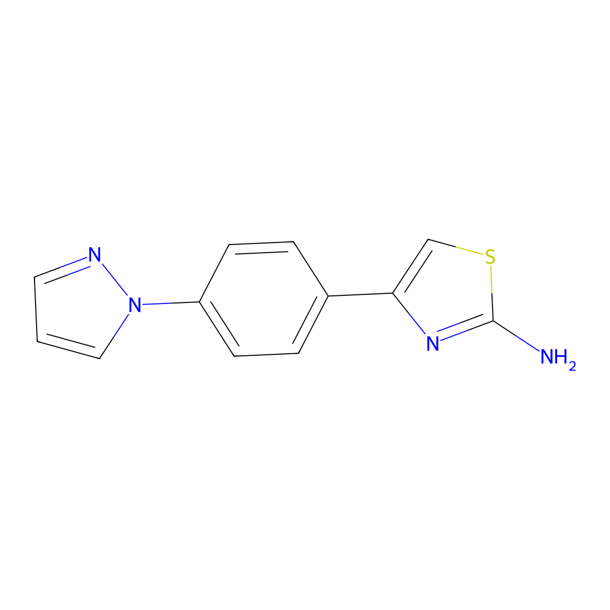 4-[4-(1H-pyrazol-1-yl)phenyl]-1,3-thiazol-2-amine molecular structure, CAS 1311313-66-2
