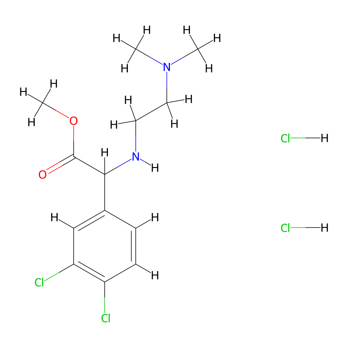 Methyl 2-(3,4-dichlorophenyl)-2-{[2-(dimethylamino)ethyl]amino}acetate dihydrochloride molecular structure, CAS 1311313-67-3