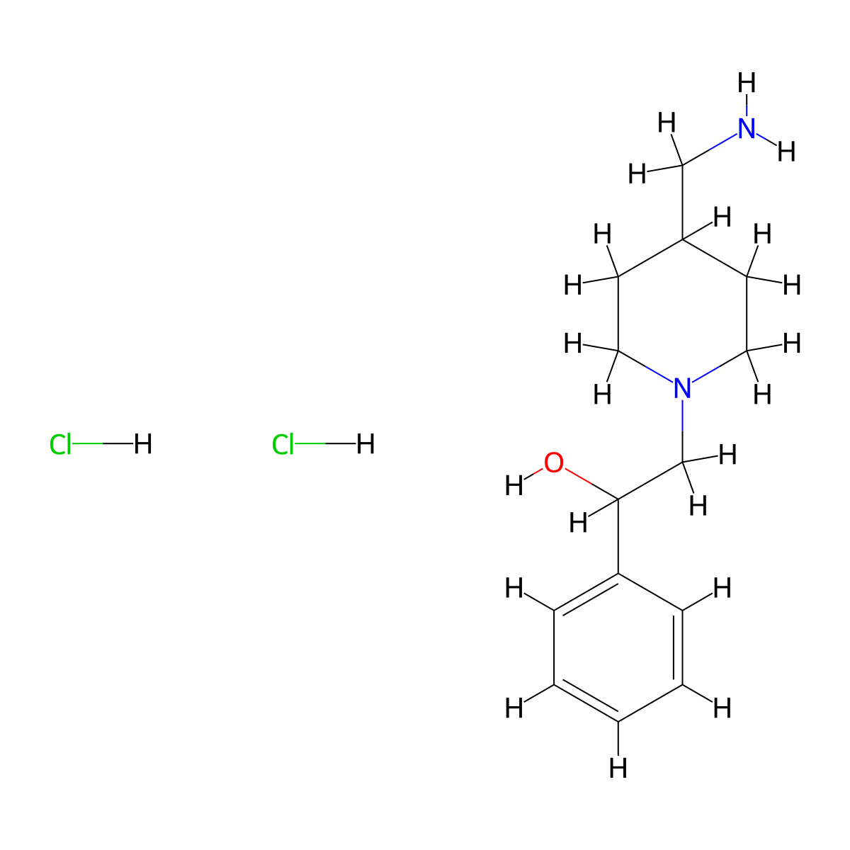 2-[4-(Aminomethyl)piperidin-1-yl]-1-phenylethan-1-ol dihydrochloride molecular structure, CAS 1311313-70-8