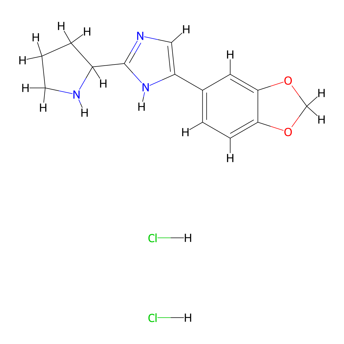 4-(2H-1,3-benzodioxol-5-yl)-2-(pyrrolidin-2-yl)-1H-imidazole dihydrochloride molecular structure, CAS 1311313-73-1