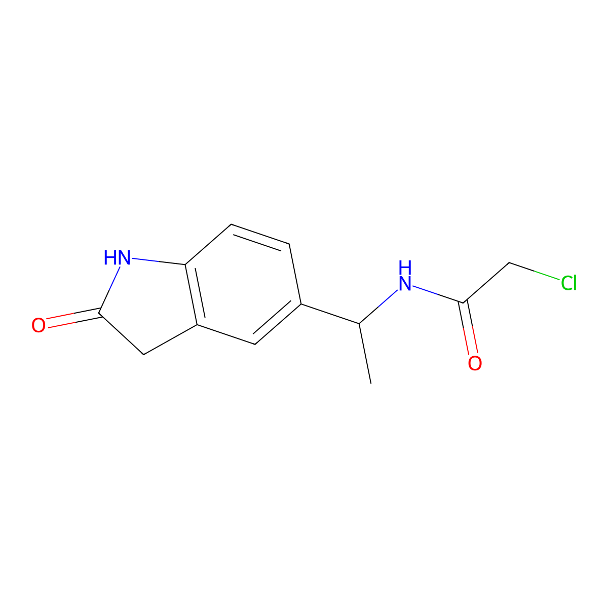 2-chloro-N-(1-(2-oxo-2,3-dihydro-1H-indol-5-yl)ethyl)acetamide molecular structure, CAS 1311313-81-1