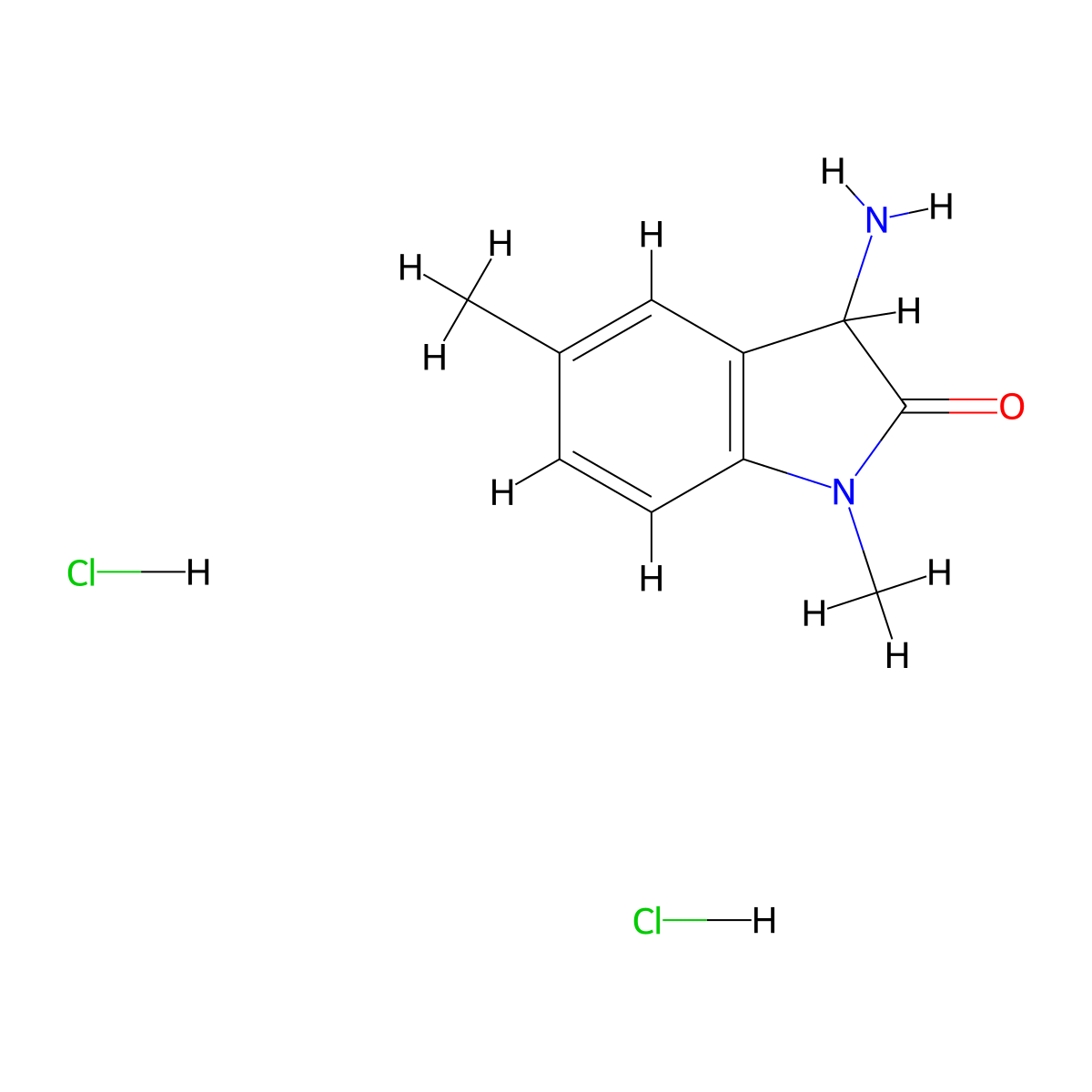 3-amino-1,5-dimethyl-2,3-dihydro-1H-indol-2-one dihydrochloride molecular structure, CAS 1311313-86-6