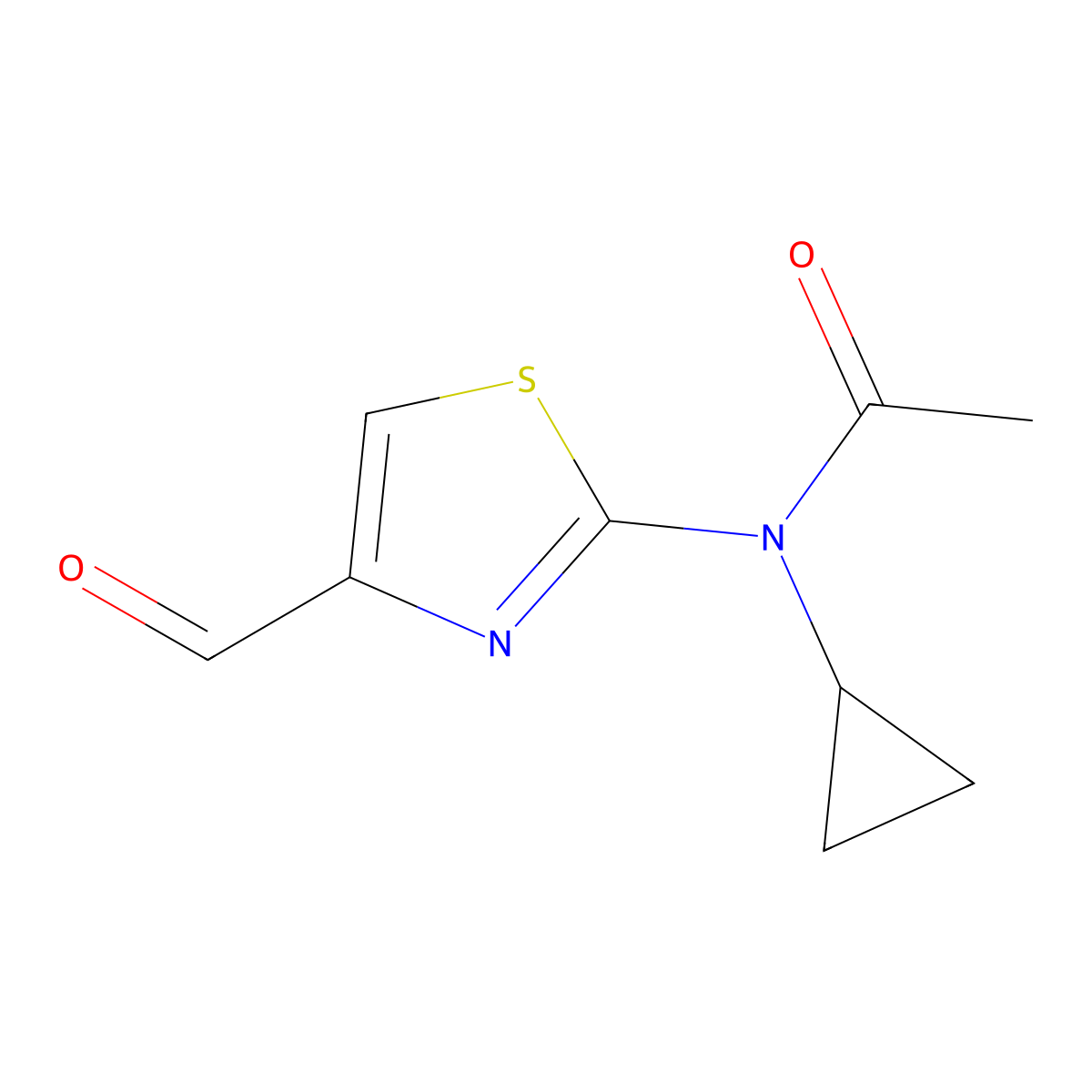 N-cyclopropyl-N-(4-formyl-1,3-thiazol-2-yl)acetamide molecular structure, CAS 1311313-89-9