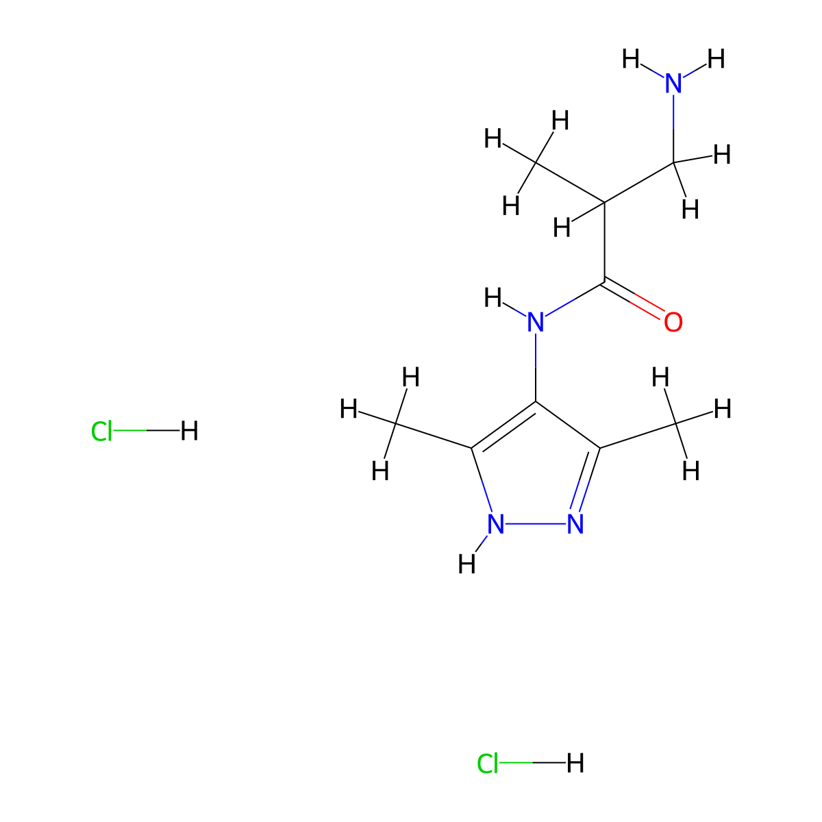 3-amino-N-(3,5-dimethyl-1H-pyrazol-4-yl)-2-methylpropanamide dihydrochloride molecular structure, CAS 1311313-95-7