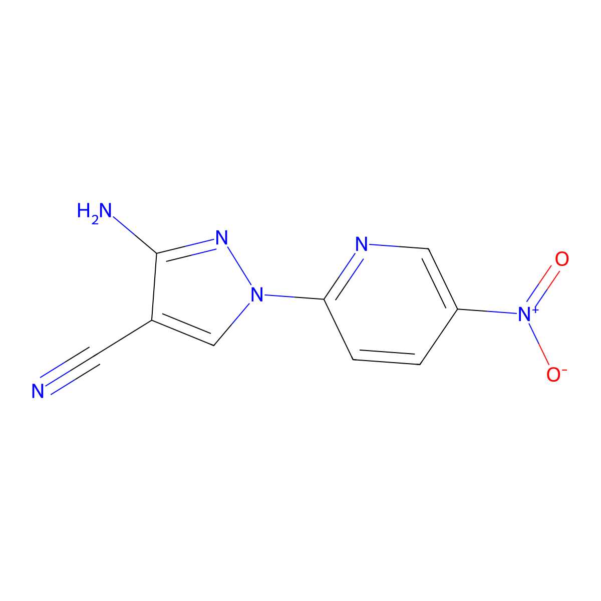 3-amino-1-(5-nitropyridin-2-yl)-1H-pyrazole-4-carbonitrile molecular structure, CAS 1311313-99-1