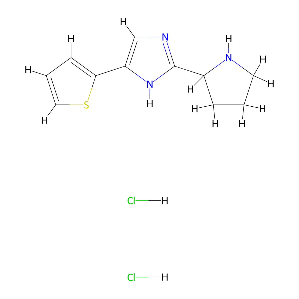2-(pyrrolidin-2-yl)-4-(thiophen-2-yl)-1H-imidazole dihydrochloride molecular structure, CAS 1311314-00-7
