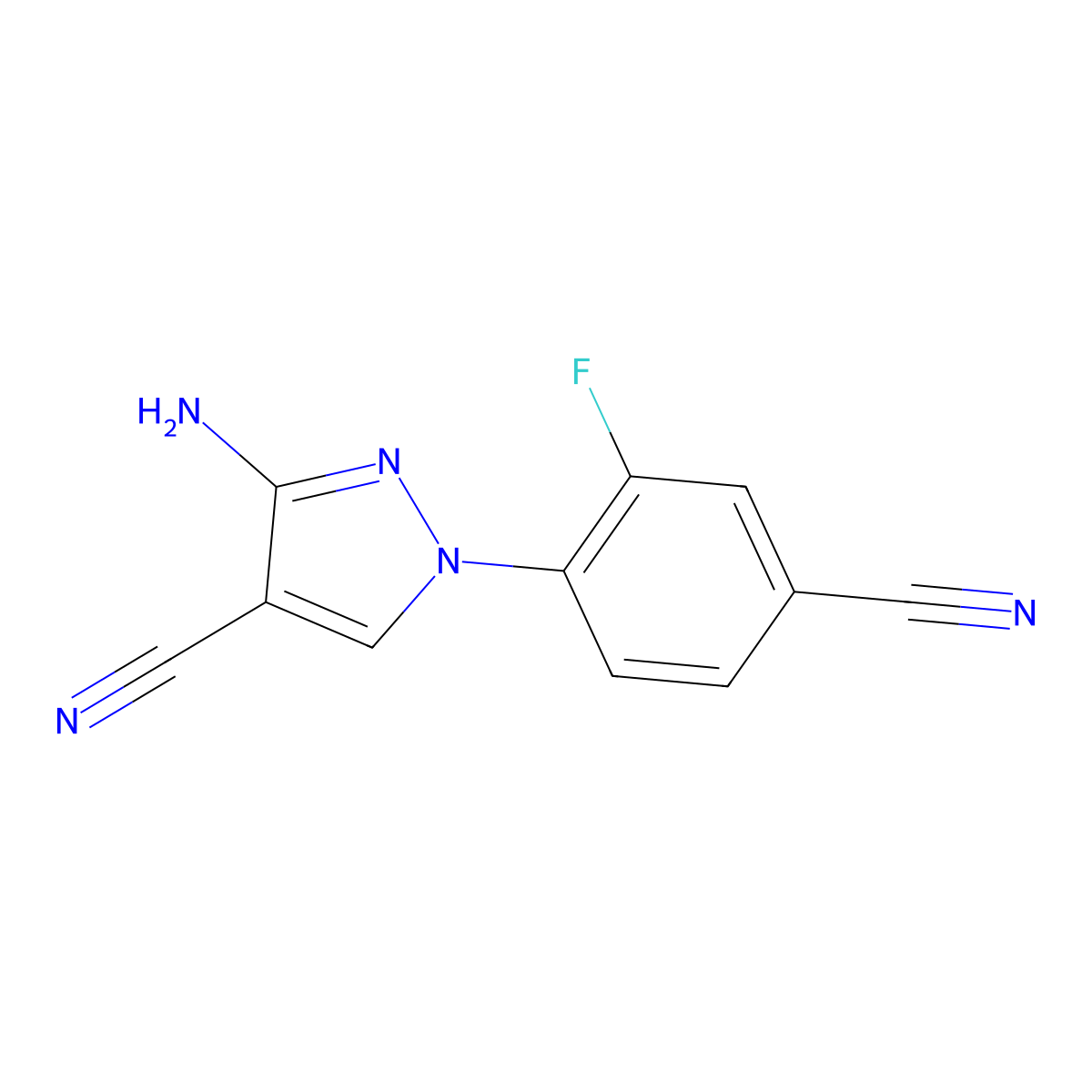 3-amino-1-(4-cyano-2-fluorophenyl)-1H-pyrazole-4-carbonitrile molecular structure, CAS 1311314-05-2