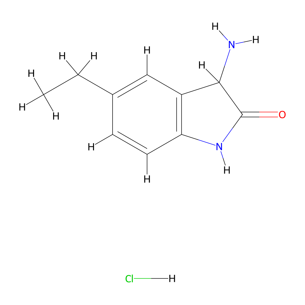 3-amino-5-ethyl-2,3-dihydro-1H-indol-2-one hydrochloride molecular structure, CAS 1311314-07-4