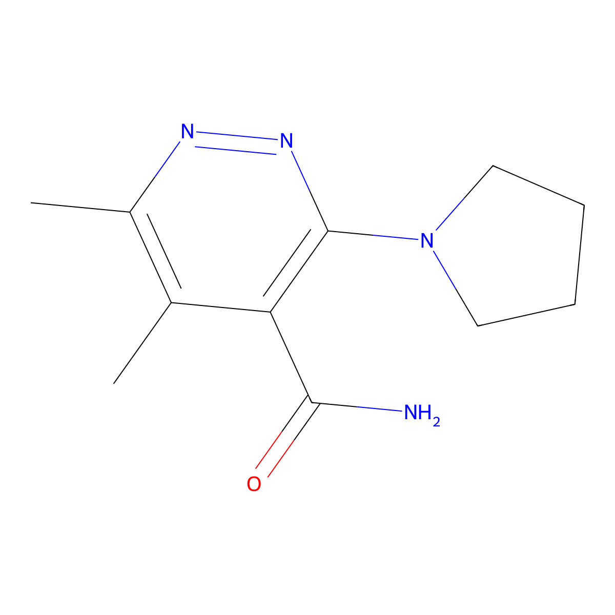 5,6-Dimethyl-3-(pyrrolidin-1-yl)pyridazine-4-carboxamide molecular structure, CAS 1311314-09-6