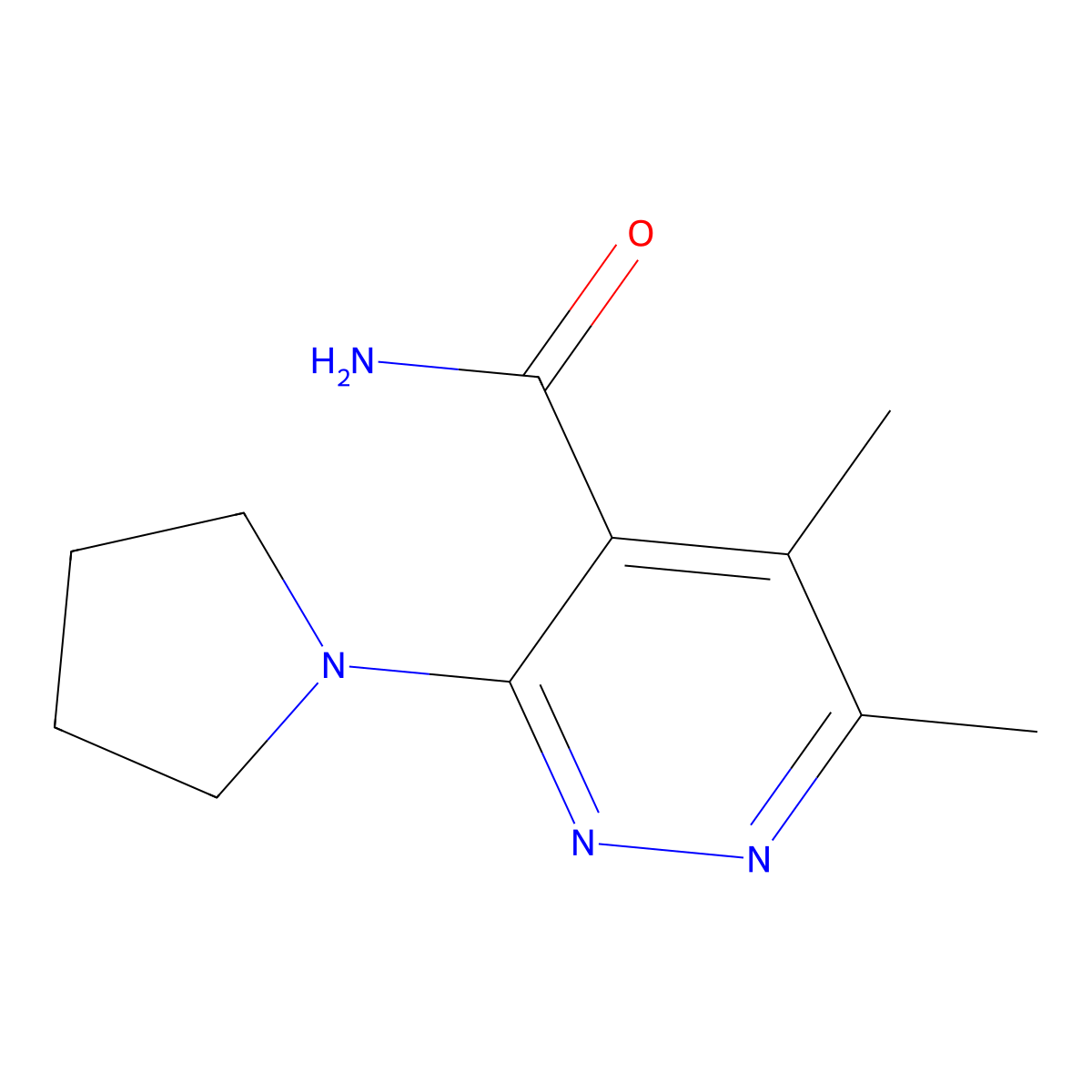 5,6-Dimethyl-3-(pyrrolidin-1-yl)pyridazine-4-carboxamide molecular structure, CAS 1311314-09-6