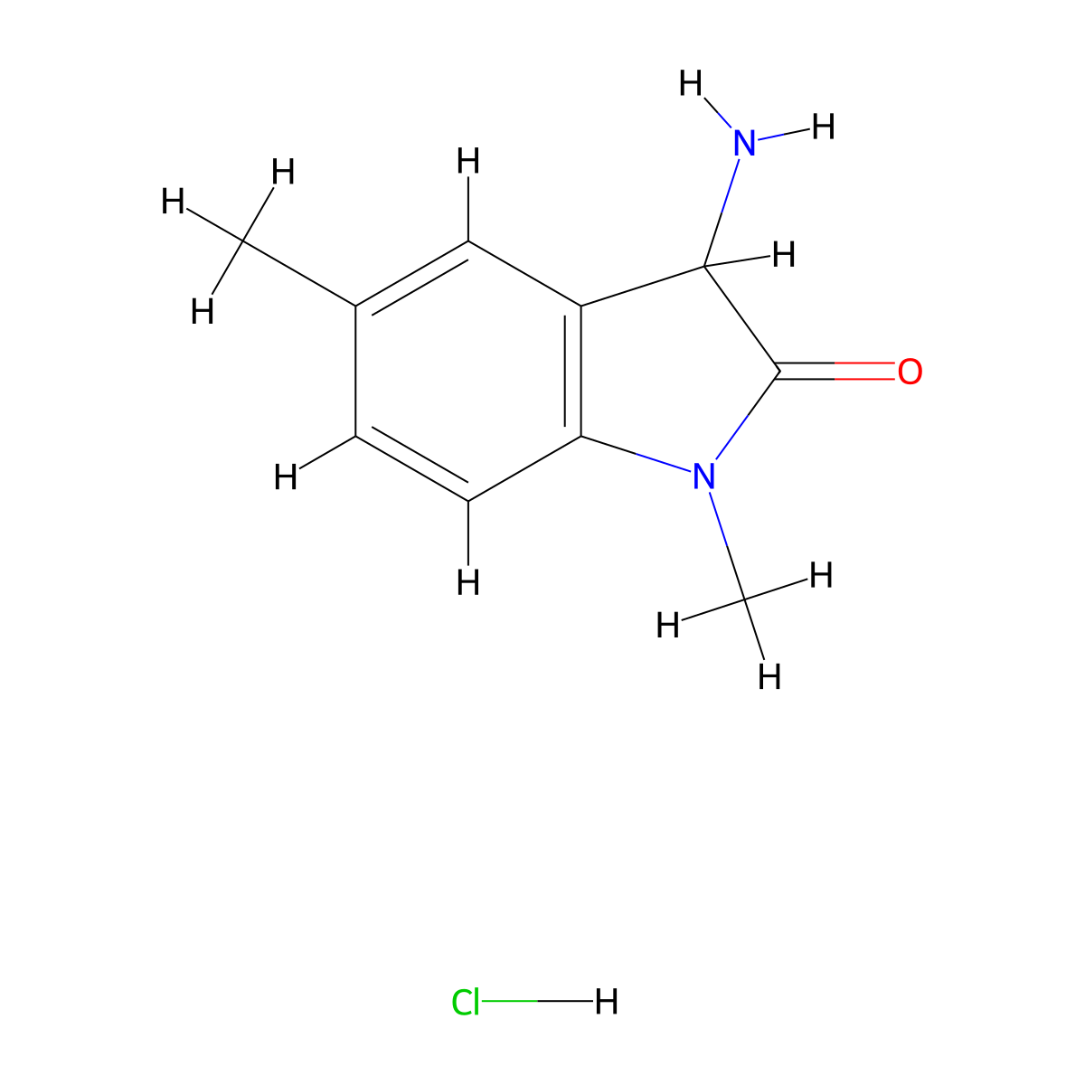 3-amino-1,5-dimethyl-2,3-dihydro-1H-indol-2-one hydrochloride molecular structure, CAS 1311314-10-9
