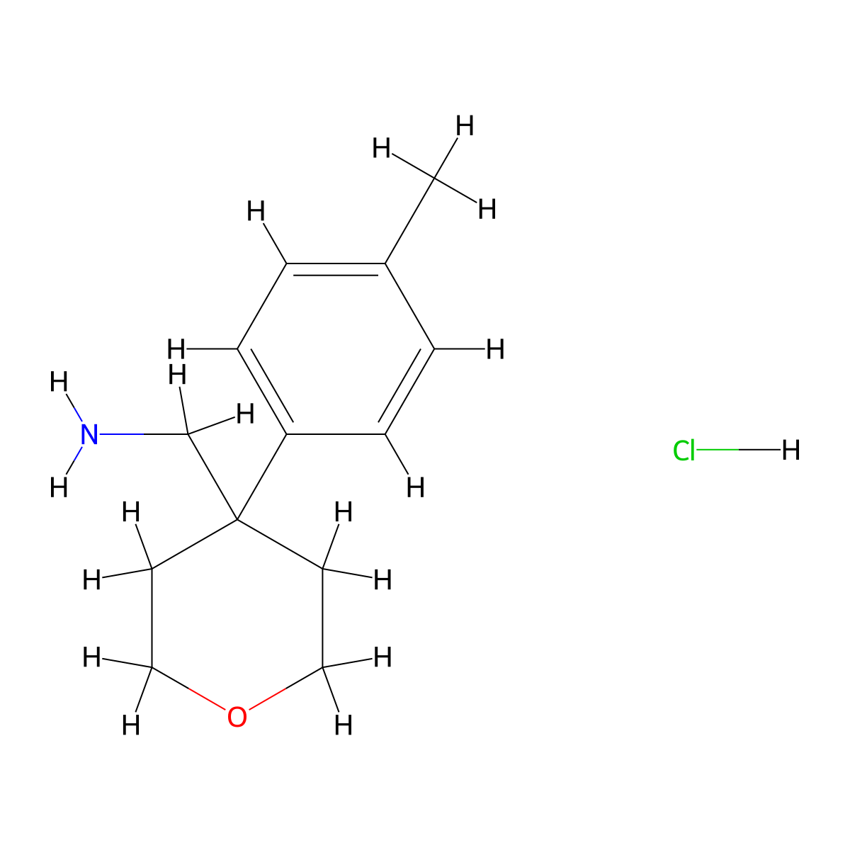 (4-(4-Methylphenyl)oxan-4-yl)methanamine hydrochloride molecular structure, CAS 1311314-11-0