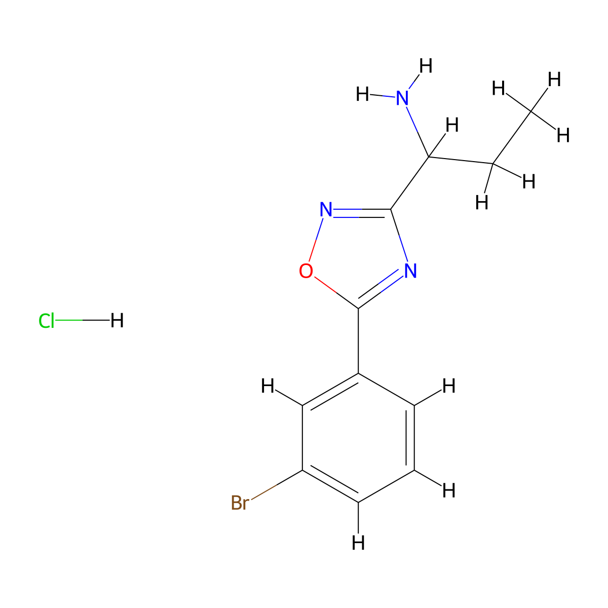 1-[5-(3-Bromophenyl)-1,2,4-oxadiazol-3-yl]propan-1-amine hydrochloride molecular structure, CAS 1311314-17-6