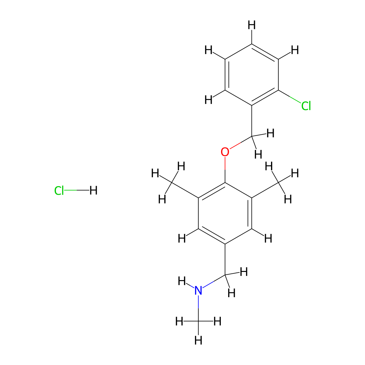 ({4-[(2-Chlorophenyl)methoxy]-3,5-dimethylphenyl}methyl)(methyl)amine hydrochloride molecular structure, CAS 1311314-19-8