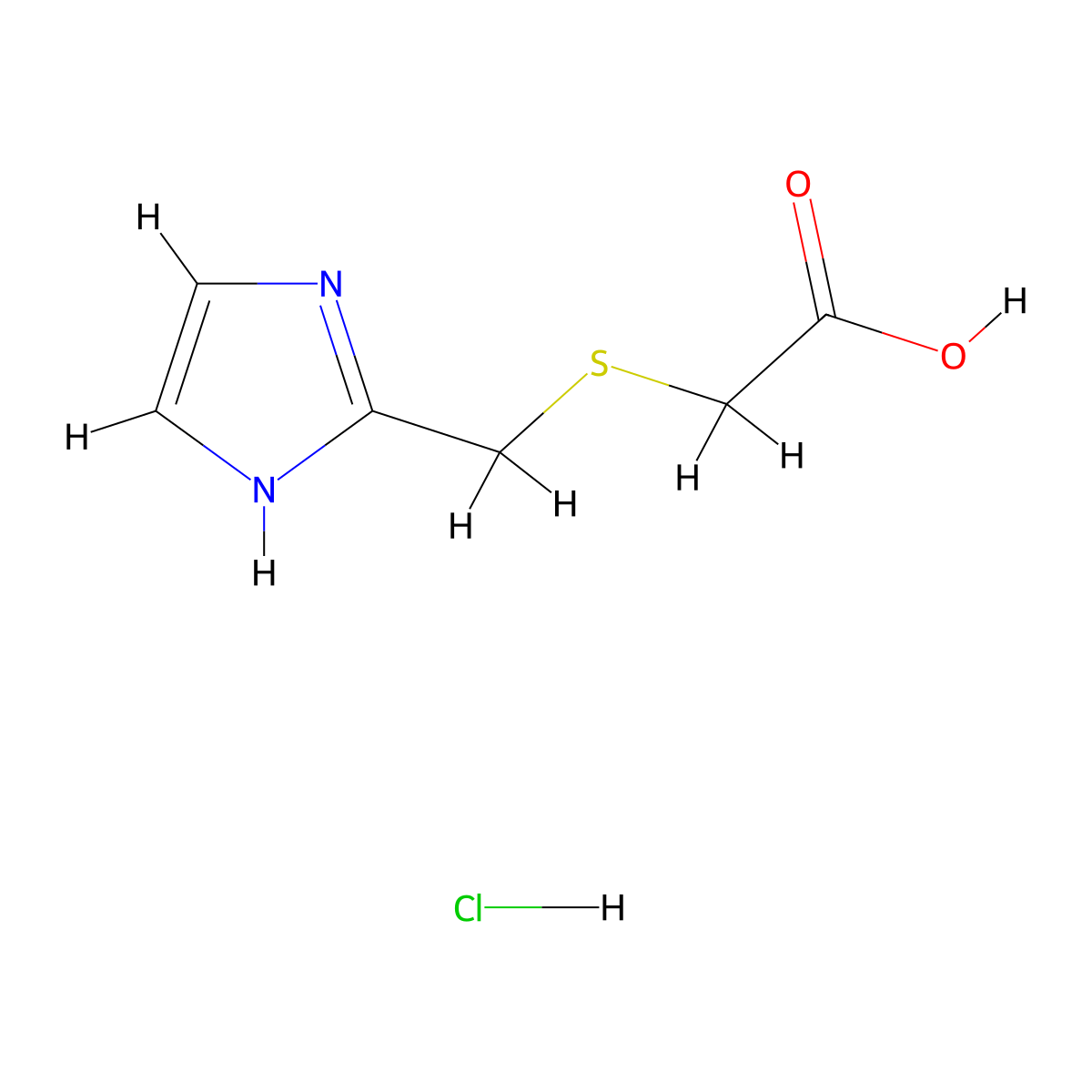 2-(((1H-imidazol-2-yl)methyl)sulfanyl)acetic acid hydrochloride molecular structure, CAS 1311314-29-0