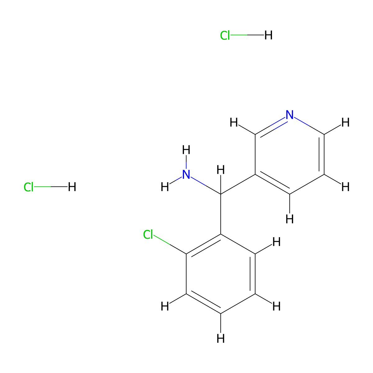 (2-Chlorophenyl)(pyridin-3-yl)methanamine dihydrochloride molecular structure, CAS 1311314-32-5