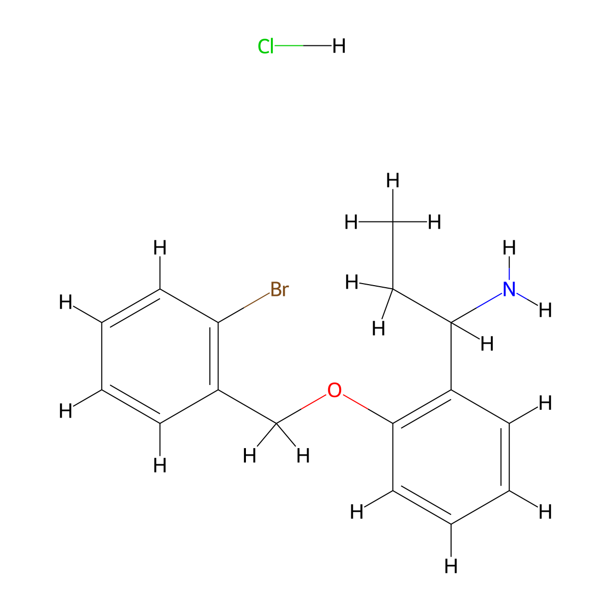 1-{2-[(2-Bromophenyl)methoxy]phenyl}propan-1-amine hydrochloride molecular structure, CAS 1311314-33-6