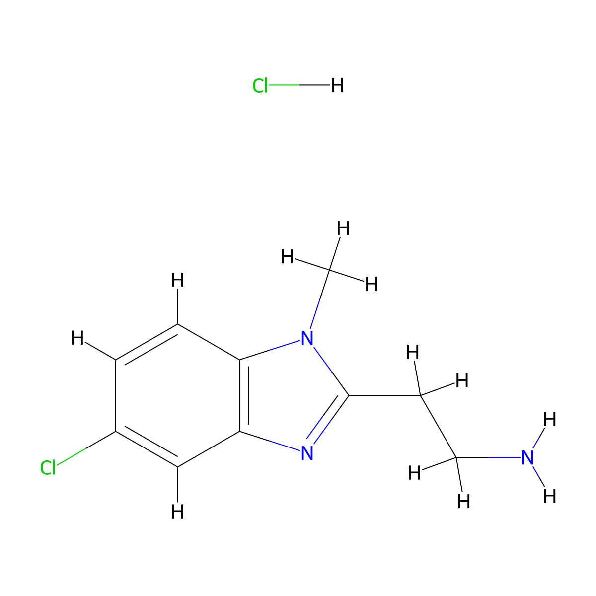 2-(5-chloro-1-methyl-1H-1,3-benzodiazol-2-yl)ethan-1-amine hydrochloride molecular structure, CAS 1311314-34-7