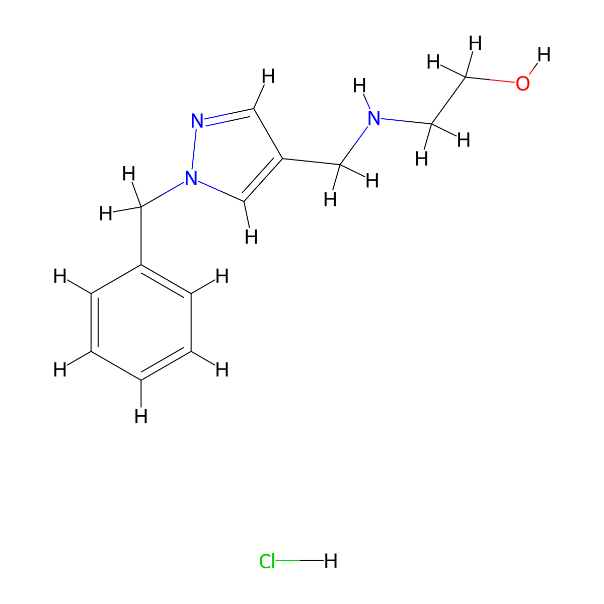 2-{[(1-benzyl-1H-pyrazol-4-yl)methyl]amino}ethan-1-ol hydrochloride molecular structure, CAS 1311314-38-1