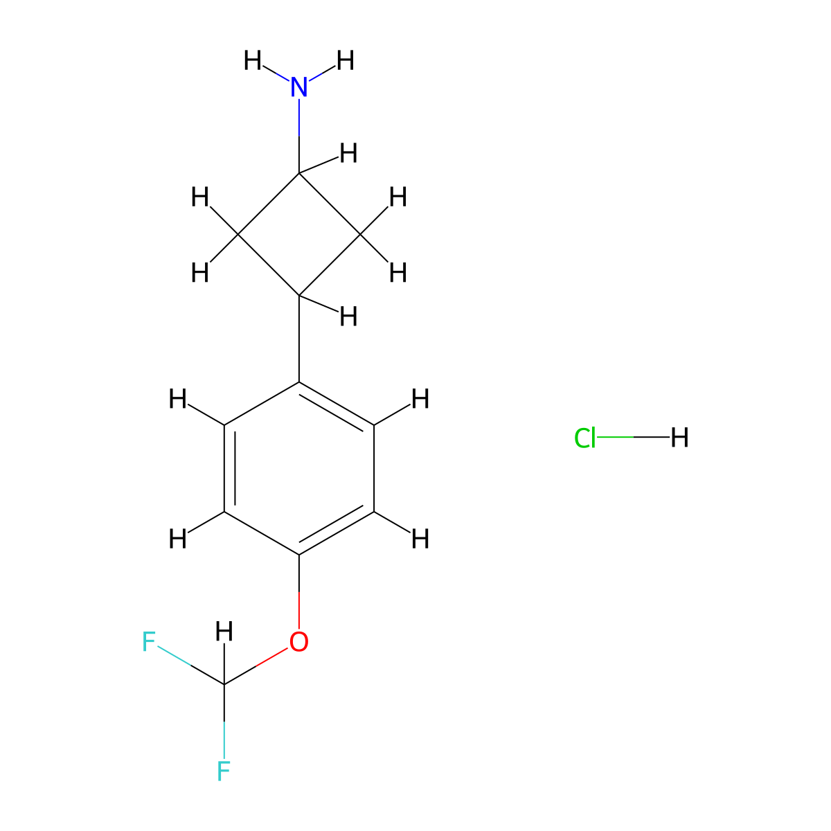 3-[4-(Difluoromethoxy)phenyl]cyclobutan-1-amine hydrochloride molecular structure, CAS 1311314-39-2