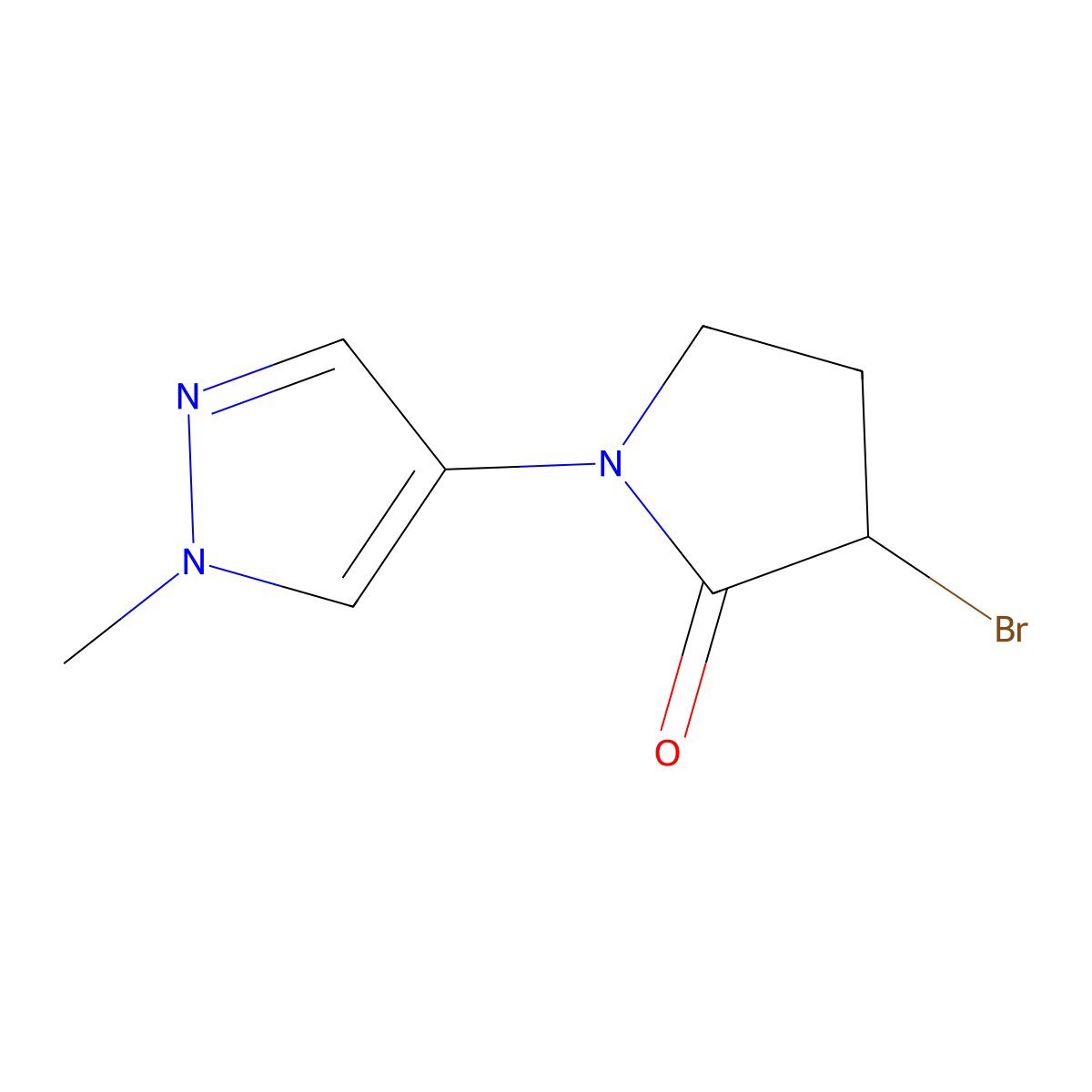 3-bromo-1-(1-methyl-1H-pyrazol-4-yl)pyrrolidin-2-one molecular structure, CAS 1311314-47-2