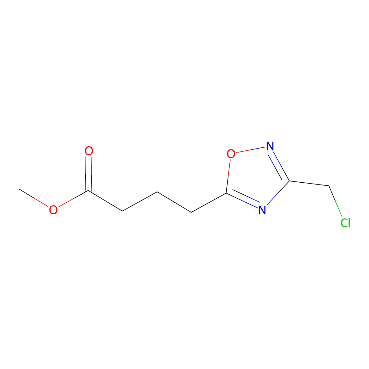 Methyl 4-[3-(chloromethyl)-1,2,4-oxadiazol-5-yl]butanoate molecular structure, CAS 1311314-51-8