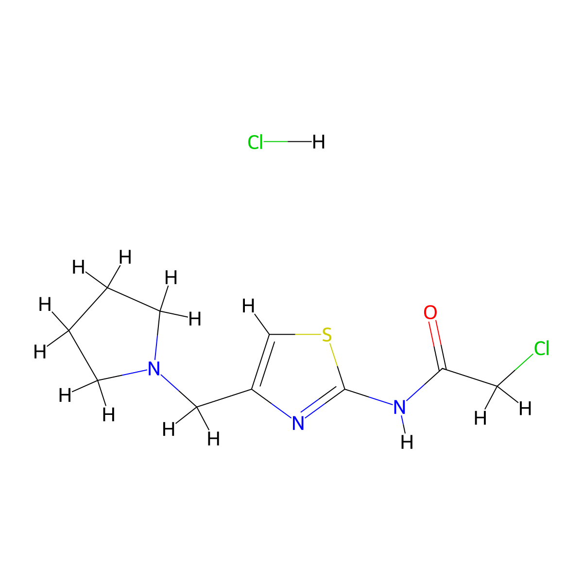 2-chloro-N-[4-(pyrrolidin-1-ylmethyl)-1,3-thiazol-2-yl]acetamide hydrochloride molecular structure, CAS 1311314-52-9
