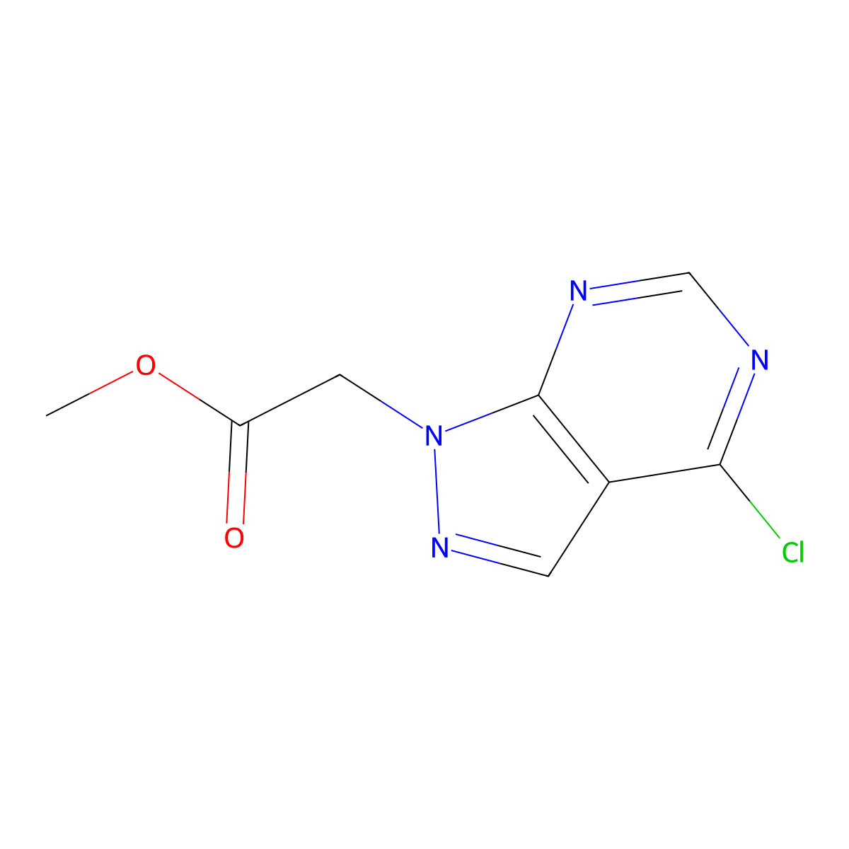 methyl 2-(4-chloro-1H-pyrazolo(3,4-d)pyrimidin-1-yl)acetate molecular structure, CAS 1311314-55-2