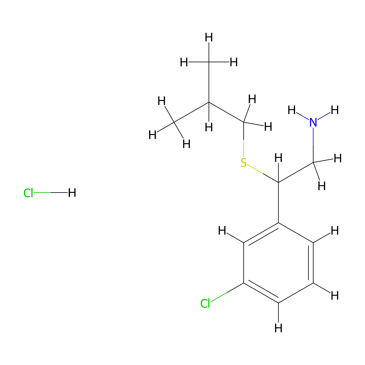 2-(3-Chlorophenyl)-2-[(2-methylpropyl)sulfanyl]ethan-1-amine hydrochloride molecular structure, CAS 1311314-56-3