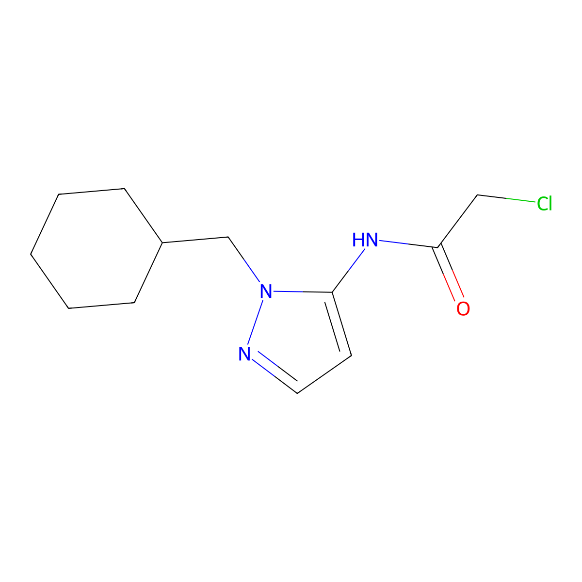 2-chloro-N-[1-(cyclohexylmethyl)-1H-pyrazol-5-yl]acetamide molecular structure, CAS 1311314-57-4