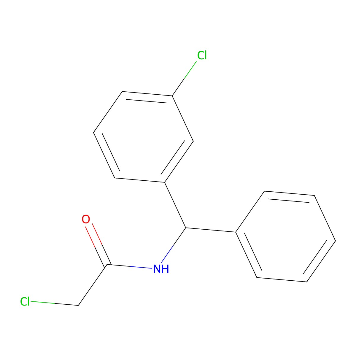2-chloro-N-[(3-chlorophenyl)(phenyl)methyl]acetamide molecular structure, CAS 1311314-64-3