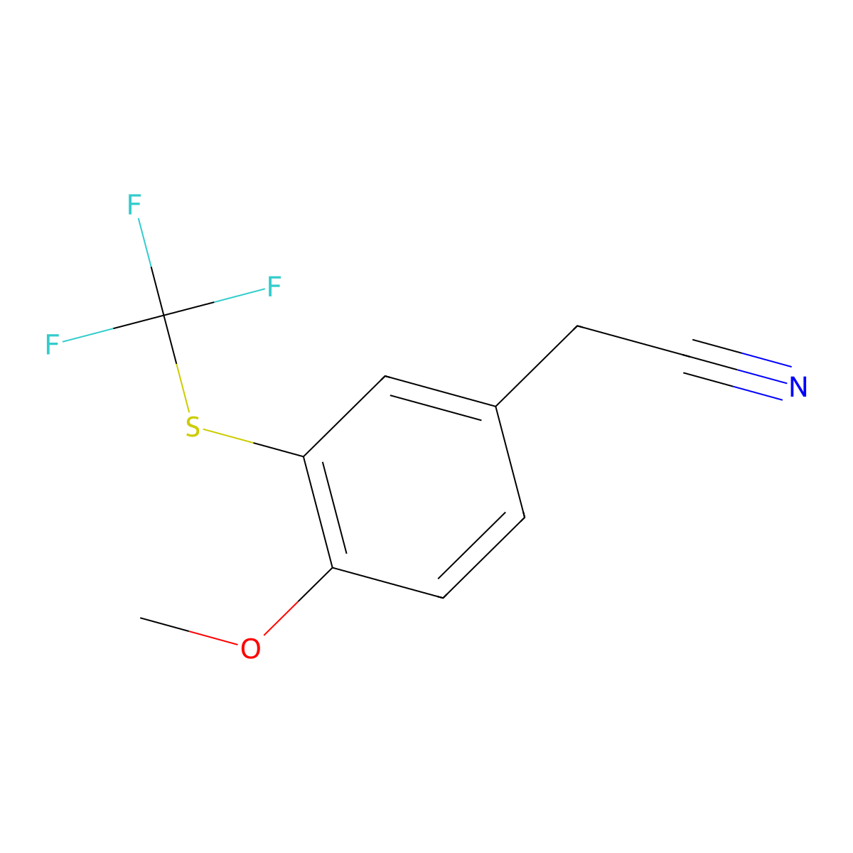 2-{4-Methoxy-3-[(trifluoromethyl)sulfanyl]phenyl}acetonitrile molecular structure, CAS 1311314-66-5
