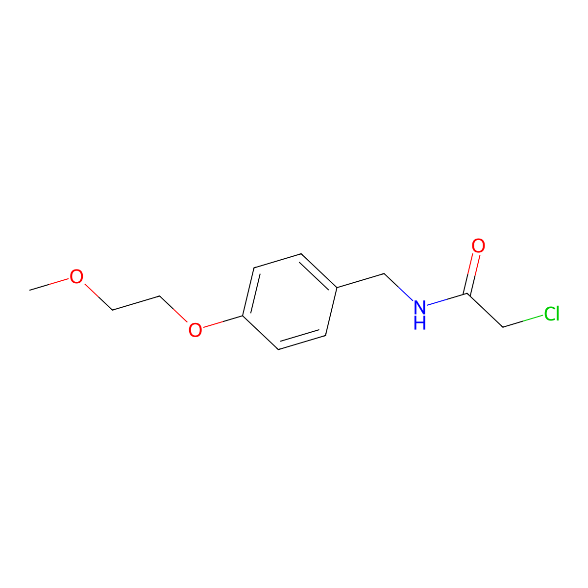 2-chloro-N-{[4-(2-methoxyethoxy)phenyl]methyl}acetamide molecular structure, CAS 1311314-69-8