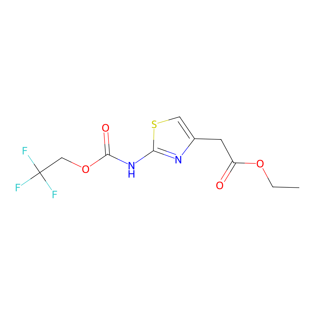 Ethyl 2-(2-{[(2,2,2-trifluoroethoxy)carbonyl]amino}-1,3-thiazol-4-yl)acetate molecular structure, CAS 1311314-73-4