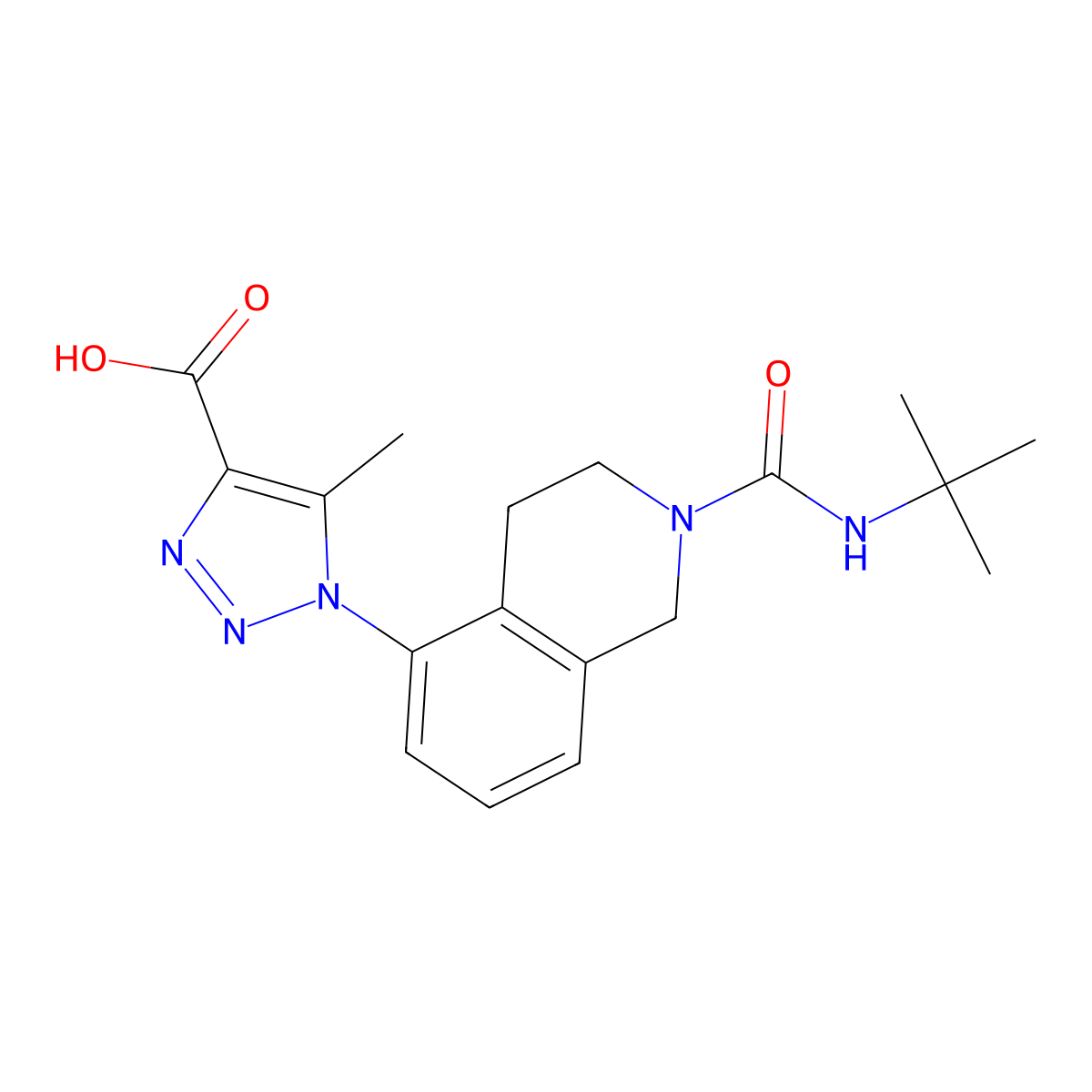 1-[2-(tert-butylcarbamoyl)-1,2,3,4-tetrahydroisoquinolin-5-yl]-5-methyl-1H-1,2,3-triazole-4-carboxylic acid molecular structure, CAS 1311314-74-5