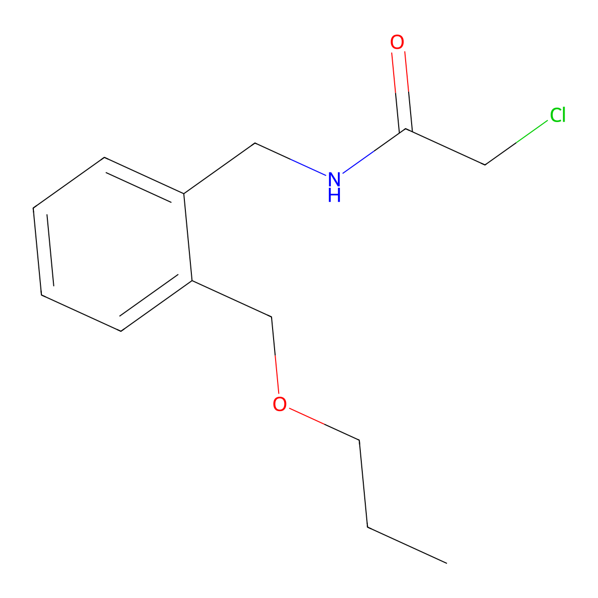 2-chloro-N-{[2-(propoxymethyl)phenyl]methyl}acetamide molecular structure, CAS 1311314-75-6