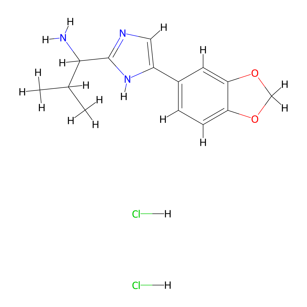 1-[4-(2H-1,3-benzodioxol-5-yl)-1H-imidazol-2-yl]-2-methylpropan-1-amine dihydrochloride molecular structure, CAS 1311314-79-0