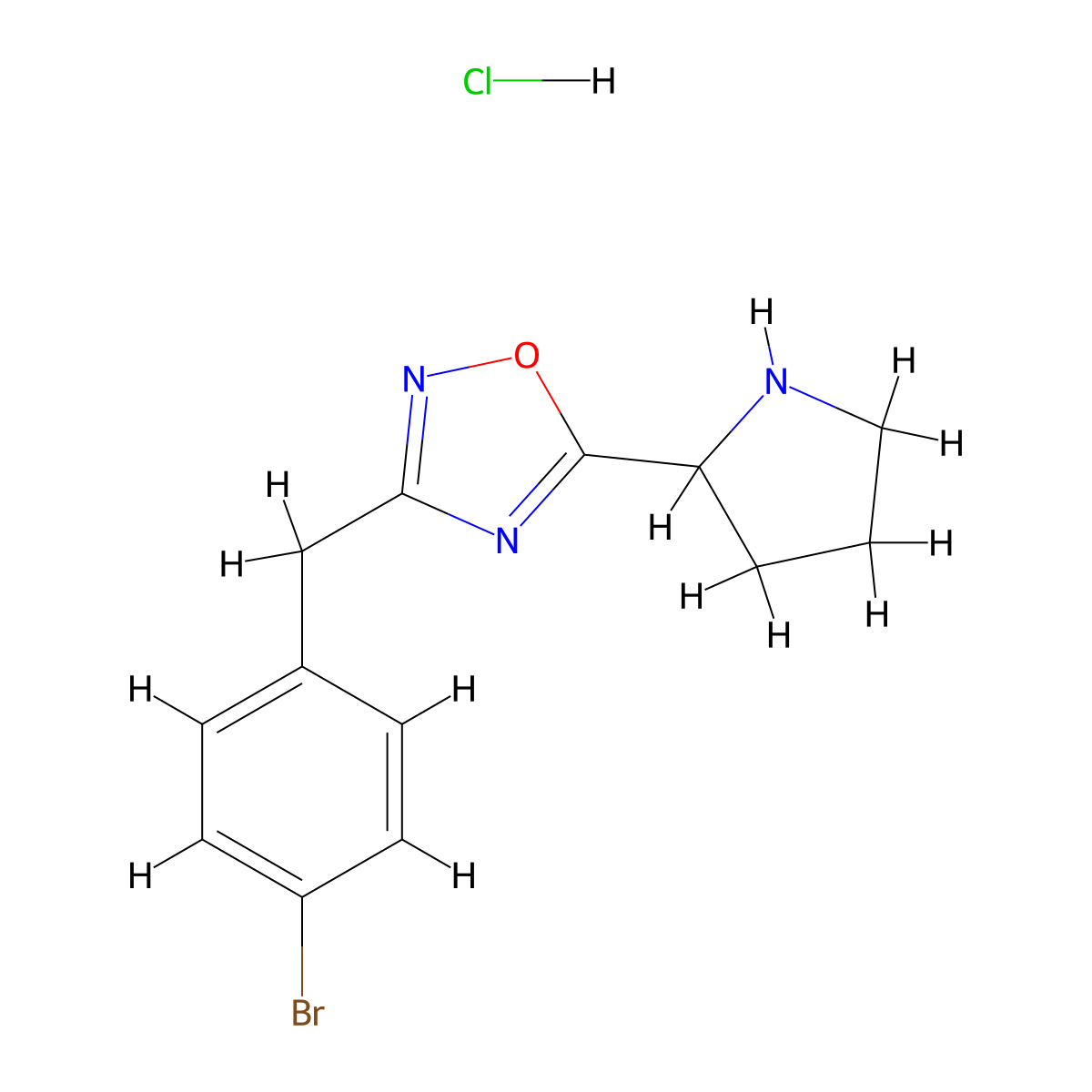 3-[(4-Bromophenyl)methyl]-5-(pyrrolidin-2-yl)-1,2,4-oxadiazole hydrochloride molecular structure, CAS 1311314-80-3