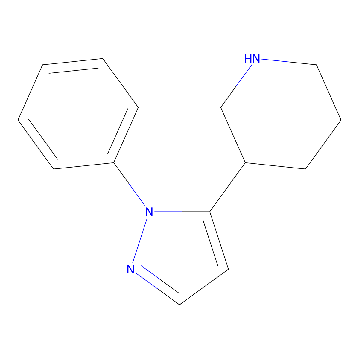 3-(1-phenyl-1H-pyrazol-5-yl)piperidine molecular structure, CAS 1311314-81-4