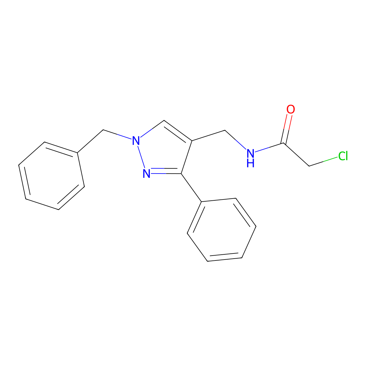 N-[(1-benzyl-3-phenyl-1H-pyrazol-4-yl)methyl]-2-chloroacetamide molecular structure, CAS 1311314-82-5