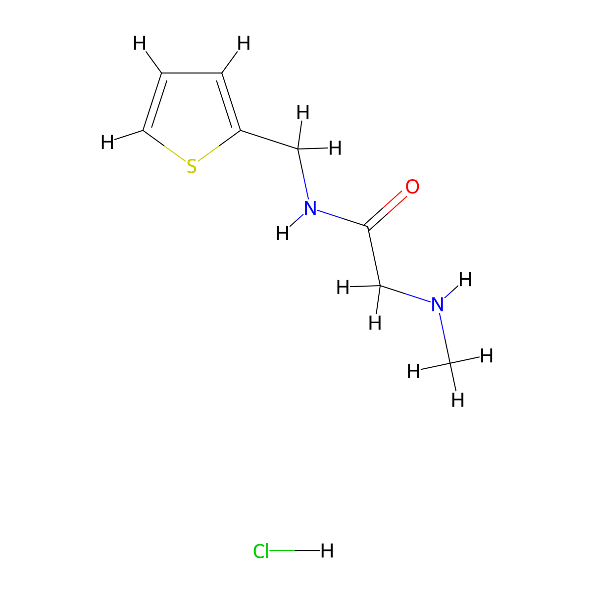 2-(methylamino)-N-(thiophen-2-ylmethyl)acetamide hydrochloride molecular structure, CAS 1311314-83-6