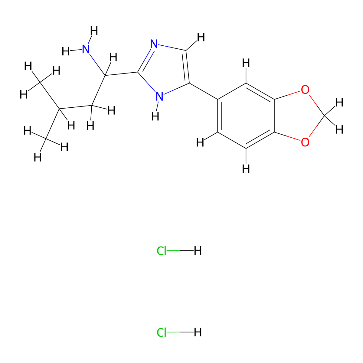 1-[4-(2H-1,3-benzodioxol-5-yl)-1H-imidazol-2-yl]-3-methylbutan-1-amine dihydrochloride molecular structure, CAS 1311314-92-7