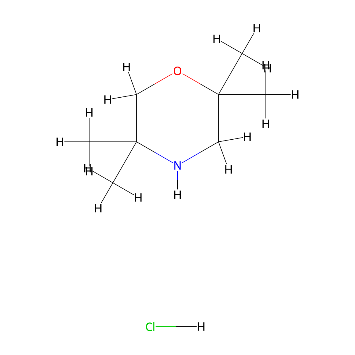2,2,5,5-Tetramethylmorpholine hydrochloride molecular structure, CAS 1311314-96-1