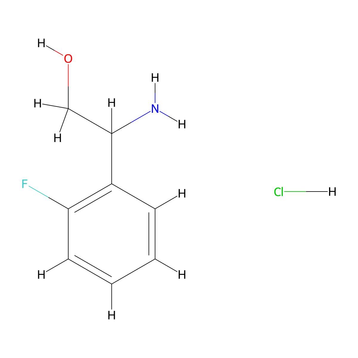 2-Amino-2-(2-fluorophenyl)ethan-1-ol hydrochloride molecular structure, CAS 1311315-00-0
